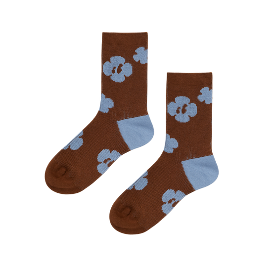 Clover Daily Socks - 咖啡 / 藍色