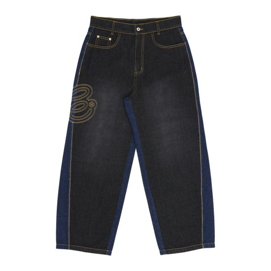 Patchwork Jeans - 雙色牛仔 (深藍/黑色)